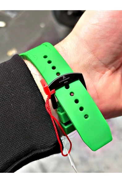 Navimarine Yeşil Renk Otomatik Business Orijinal Çift Türbünlü Silikon Spor Kol Saati + Bileklik Hediyeli - Resim 4