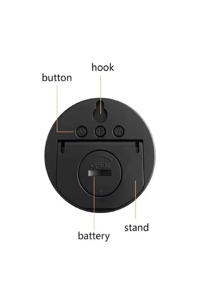 Dijital LCD Yuvarlak Duvar Masa Saati Mıknatıslı Buzdolabı Saati, Alarm + Sıcaklık & Nem Göstergeli - Resim 5
