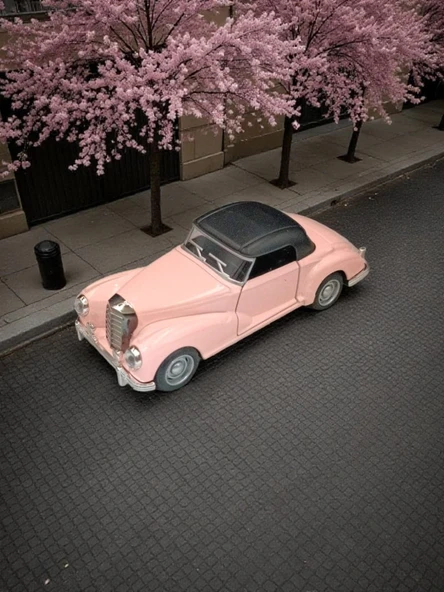 Nostaljik Klasik Çek Bırak Pembe Metal Araba – Koleksiyonluk Metal Model ürün görseli 1