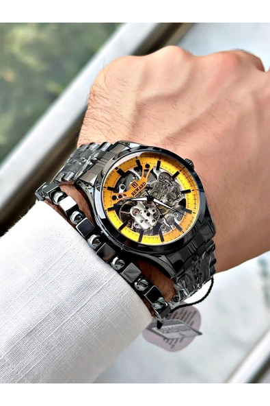 Reward Siyah Renk Otomatik Business Çelik Kordon  Erkek Kol Saati + BİLEKLİK - Resim 2