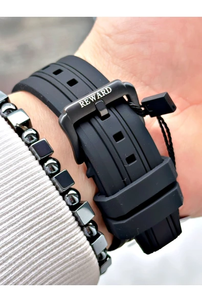 Reward Siyah Renk Kare Spor Fonksiyonlar Aktif Erkek Kol Saati + BİLEKLİK - Resim 4