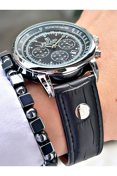 Reward Siyah Renk Deri Kayış Orjinal Kilit Business Erkek Kol Saati + BİLEKLİK HEDİYELİ - Resim 2