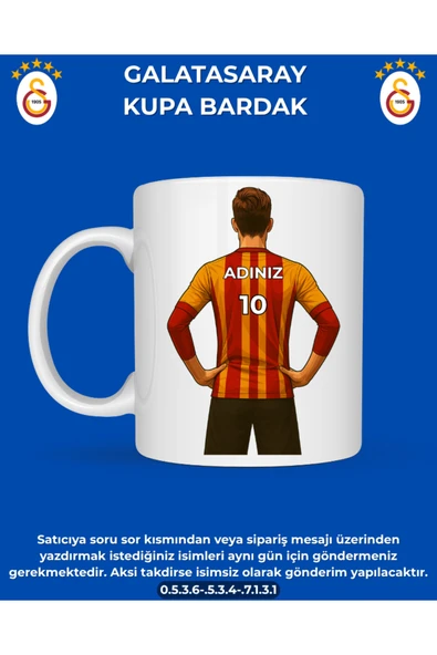 GALATASARAY KUPA BARDAK - KİŞİYE ÖZEL BARDAK - HEDİYE BARDAK - BASKILI KUPA BARDAK ürün görseli 1
