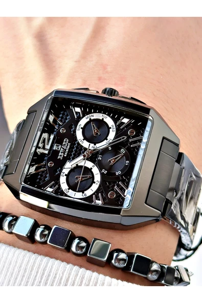 Reward Siyah Renk Kare Model Fonksiyonlu Çelik Kordon Erkek Kol Saati + BİLEKLİK HEDİYELİ ürün görseli 1