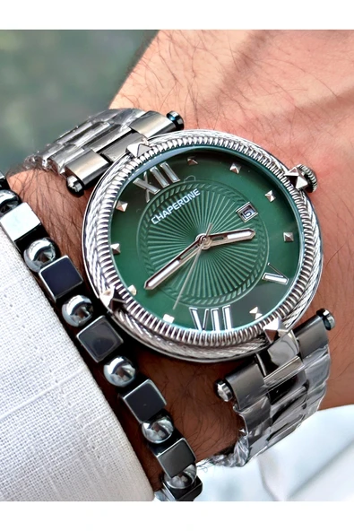 Chaperone Füme Renk Roma Rakamlı Sade Klasik Model Çelik Kordon Erkek Kol Saati + BİLEKLİK By Reward - Resim 3
