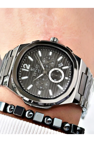 Reward Füme Renk Fonksiyonlar Aktif Kare Model Erkek Kol Saati + BİLEKLİK - Resim 3