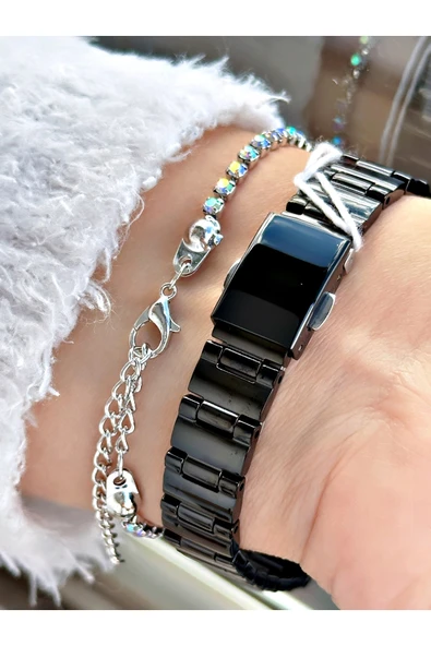 Ferrucci Siyah Renk Klasik Model  Çelik Kordon Kadın Kol Saati + BİLEKLİK - Resim 3