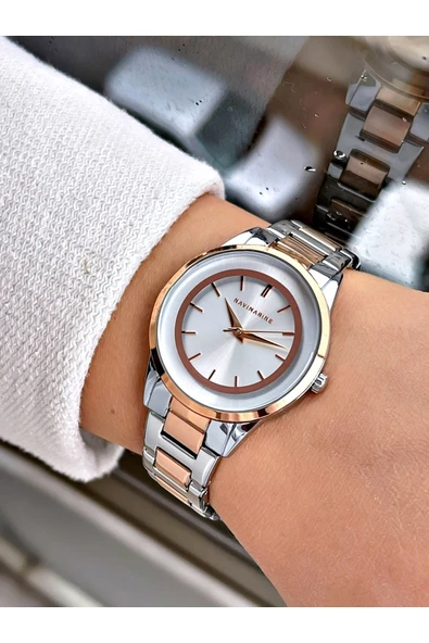 Navimarine Rosegold-gümüş Renk Çelik Kordon Kadın Kol Saati Bileklik Hediyeli - Resim 2