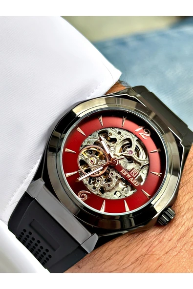Reward Siyah Renk Silikon Otomatik Business İskelet Model Erkek Kol Saati + BİLEKLİK HEDİYELİ ürün görseli 1