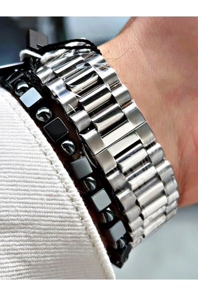 Reward Gümüş Renk Kasa Kordon Çelik Otomatik Business Erkek Kol Saati + BİLEKLİK - Resim 7