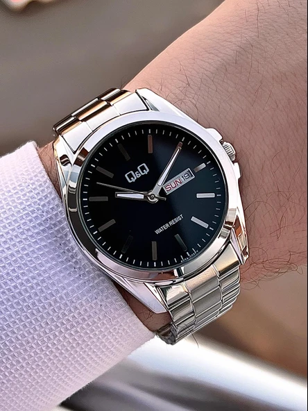 Q&Q Çelik Kordon Takvimli Kadran 2 Yıl Garantili 3 Atm Suya Dayanıklı Erkek Kol Saati QQ.E2001.A3 - Resim 2
