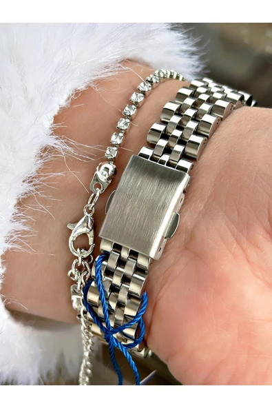 Navimarine Altın Renk Çelik Kordon Kadın Kol Saati + Bileklik Hediyeli - Resim 4