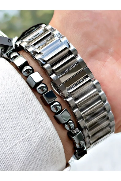 Reward Füme Renk Çelik Kasa kordon  Mekanizma Lüx Erkek Kol Saati + BİLEKLİK - Resim 5