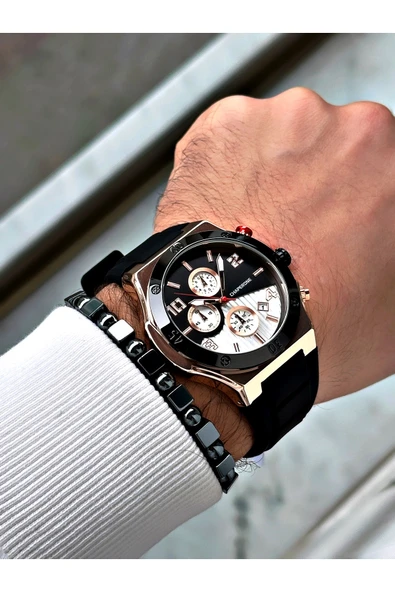 Chaperone Siyah Renk Spor Silikon Fonksiyonlar Aktif Garantili Erkek Kol Saati + BİLEKLİK By REWARD - Resim 2