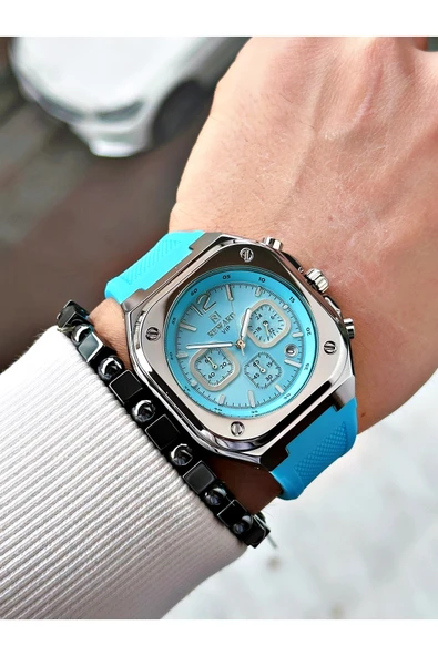 Reward Mavi Renk Kare Model Fonksiyonlu Silikon Spor Erkek Kol Saati + BİLEKLİK - Resim 3