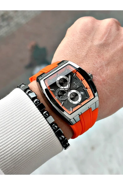 Reward Turuncu Renk Kare Spor Fonksiyonlar Aktif Erkek Kol Saati + BİLEKLİK - Resim 2