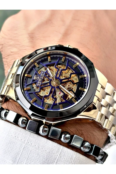 Reward Altın Renk Otomatik Business Çelik Kordon  Erkek Kol Saati + BİLEKLİK - Resim 2