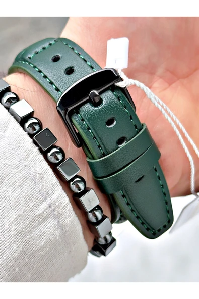 Chaperone Yeşil Deri Kordon Fonskiyonlu Spor Erkek Kol Saati + BİLEKLİK HEDİYELİ By Reward - Resim 5