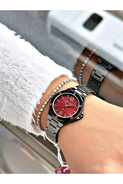 Ferrucci Siyah Renk Klasik Sade Model  Kadın Kol Saati + BİLEKLİK - Resim 2