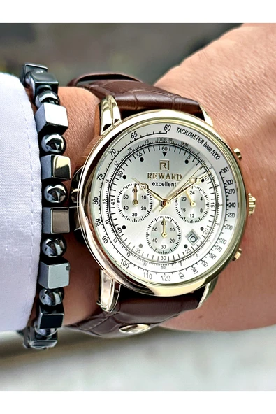 Reward Kahverengi Deri Kordon Pilli Orjinal Business Kilit Erkek Kol Saati + BİLEKLİK HEDİYELİ ürün görseli 1