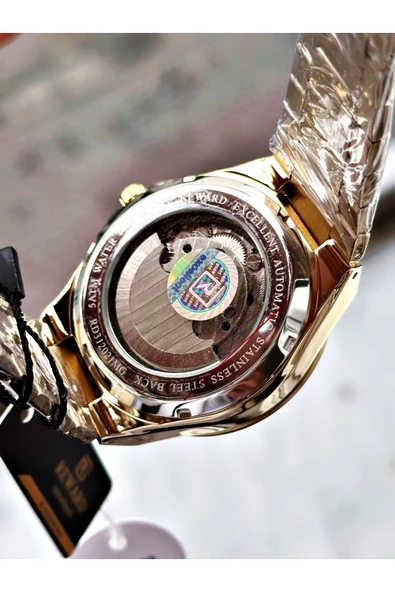 Reward Altın Renk Otomatik Kurmalı Çelik Kordon Erkek Kol Saati + BİLEKLİK - Resim 4