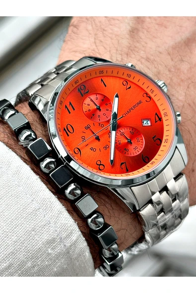 Chaperone Gümüş Renk Rakamlı Fonksiyonlar Aktif  Erkek Kol Saati + BİLEKLİK HEDİYELİ By Reward - Resim 3