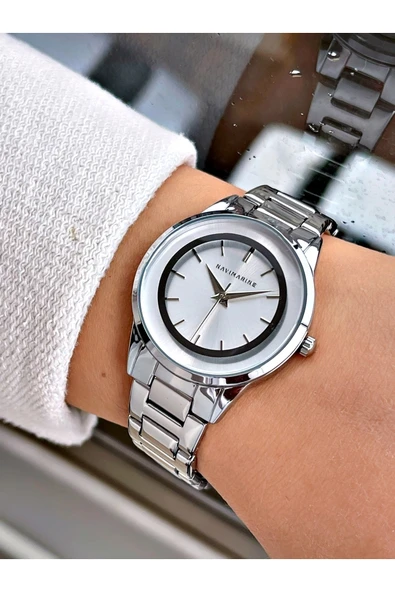 Navimarine Gümüş Renk Çelik Kordon Kadın Kol Saati Bileklik Hediyeli - Resim 2