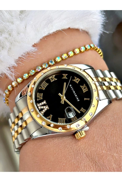 Navimarine Gümüş Renk Çelik Kordon Kadın Kol Saati + Bileklik Hediyeli - Resim 2