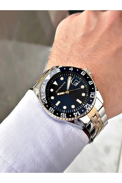 Navimarine Gümüş Renk Çelik Kordon Erkek Kol Saati Bileklik Hediyeli - Resim 2