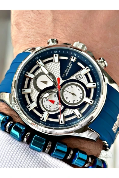 Navimarine Siyah Renk Tüm Fonksiyonlar Aktif Orijinal Garantili Silikon Kol Saati + Bileklik Hediyeli - Resim 4