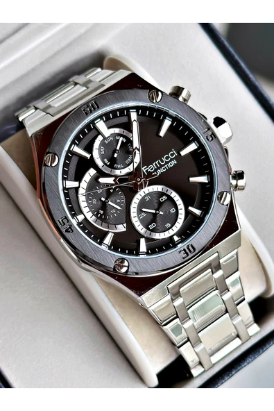 Ferrucci Gümüş Renk Fonksiyonlu Çelik Kordon Erkek Kol Saati + BİLEKLİK ürün görseli 1
