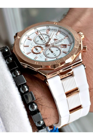 Navimarine Beyaz Renk Fonksiyonlu Mekanizma Erkek Kol Saati + BİLEKLİK HEDİYELİ - Resim 4