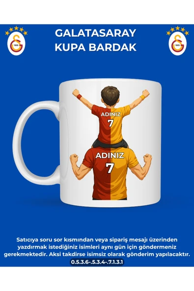 GALATASARAY KUPA BARDAK - KİŞİYE ÖZEL BARDAK - HEDİYE BARDAK - BASKILI KUPA BARDAK ürün görseli 1