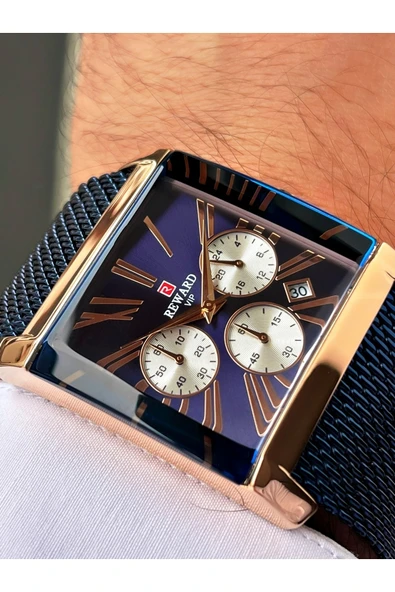 Reward Lacivert Renk Rose Gold Kasa Fonksiyonlar Aktif Erkek Kol Saati + Bileklik Hediyeli - Resim 2