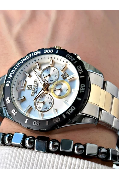 Reward Altın Gümüş Renk Fonksiyonlar Aktif Çelik Kordon Erkek Kol Saati + BİLEKLİK HEDİYELİ ürün görseli 1