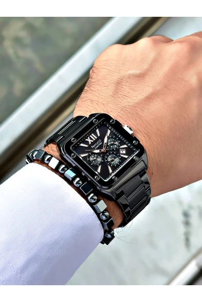 Ferrucci Siyah Renk Kare Fonksiyonlar Aktif  Erkek Kol Saati + BİLEKLİK - Resim 3