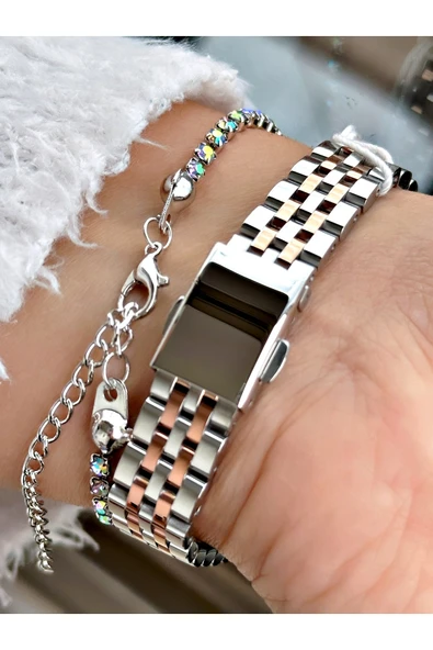 Ferrucci Altın Renk Sade Model Klasik Çelik Kordon Kadın Kol Saati + BİLEKLİK - Resim 3