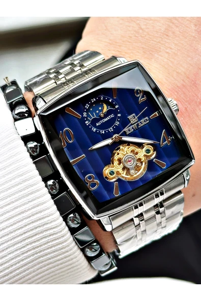 Reward Gümüş Renk Kare Mekanizma Otomatik Kurmalı Erkek Kol Saati + BİLEKLİK ürün görseli 1