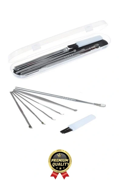 Özel Üretim Paslanmaz Çelik Kulak Balmumu Toplayıcı Çıkarıcı Temizleyici Bakımı Çubuk Seti 6 Parça - Resim 3