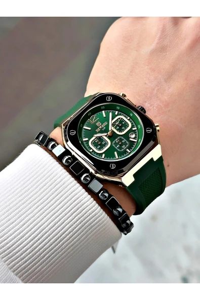 Reward Yeşil Renk Kare Model Fonksiyonlu Silikon Spor Erkek Kol Saati + BİLEKLİK - Resim 3