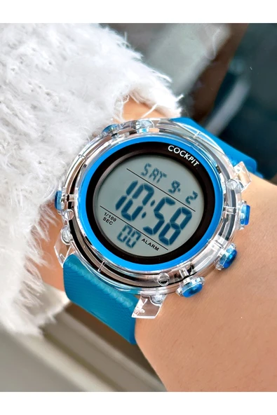 Cockpit Silikon Kordon 5 ATM Su Geçirmez Alarmlı Işıklı Kronometreli Dijital Kadın Kol Saati ürün görseli 1