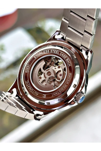 Ferrucci Bronz Gümüş Renk Business Otomatik  Mekanizma Erkek Kol Saati + BİLEKLİK - Resim 7