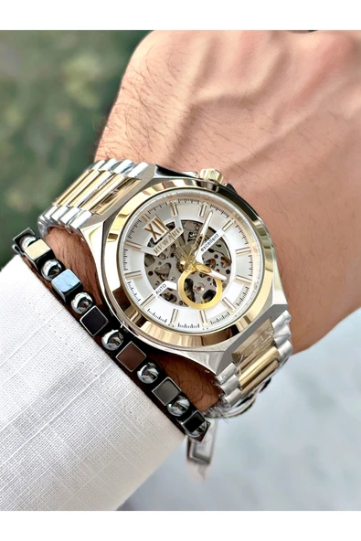 Reward Gümüş Renk Lüx Mekanizma Çelik Kordon Erkek Kol Saati + BİLEKLİK HEDİYELİ - Resim 3