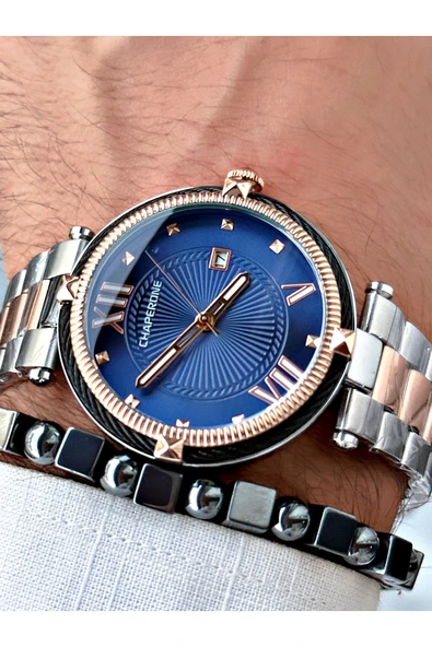 Chaperone Rose Gümüş Renk Roma Rakamlı Sade Klasik Model Çelik Kordon Erkek Kol Saati + BİLEKLİK By Reward ürün görseli 1