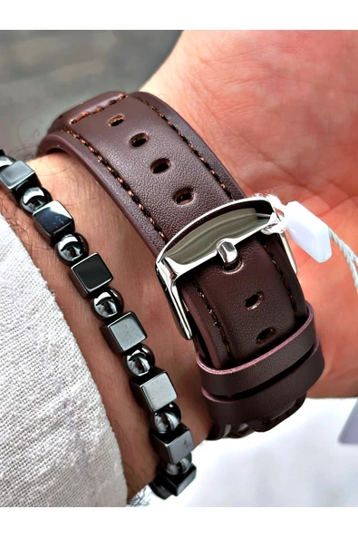 Chaperone Kahverengi Deri Kordon Fonskiyonlu Spor Erkek Kol Saati + BİLEKLİK HEDİYELİ By Reward - Resim 5