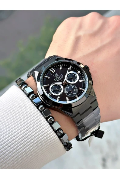 Reward Siyah Renk Fonksiyonlu Büyük Kasa Erkek Kol Saati + BİLEKLİK HEDİYELİ - Resim 2