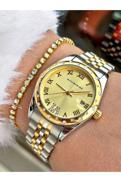 Navimarine Gümüş Renk Çelik Kordon Kadın Kol Saati + Bileklik Hediyeli ürün görseli 1