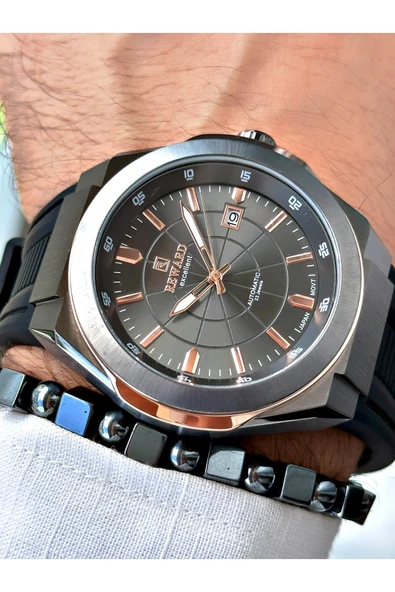 Reward Siyah Renk Çelik Kasa  Mekanizma Lüx Erkek Kol Saati + BİLEKLİK ürün görseli 1