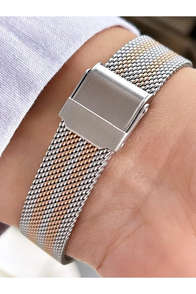Ferrucci Silver Rose Gold Renk Hasır Metal Kadın Kol Saati - Resim 5