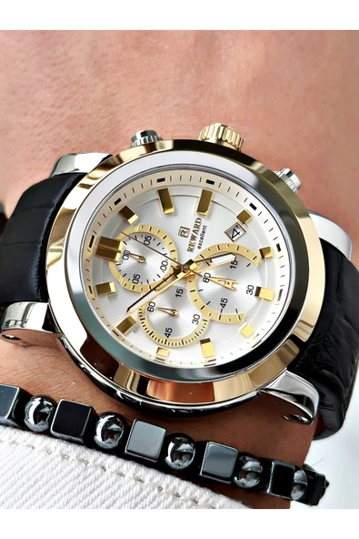 Reward Siyah Renk Çelik Kasa Fonksiyonlu Business Deri Kordon Erkek Kol Saati + BİLEKLİK ürün görseli 1